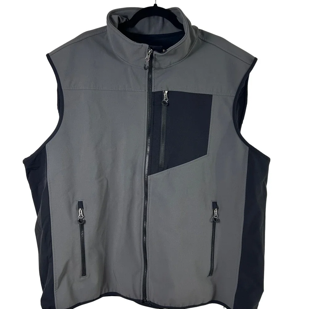 Duluth Trading Windfront Vest Softshell Full Zip Pockets Gray Black Outdoors 3XL